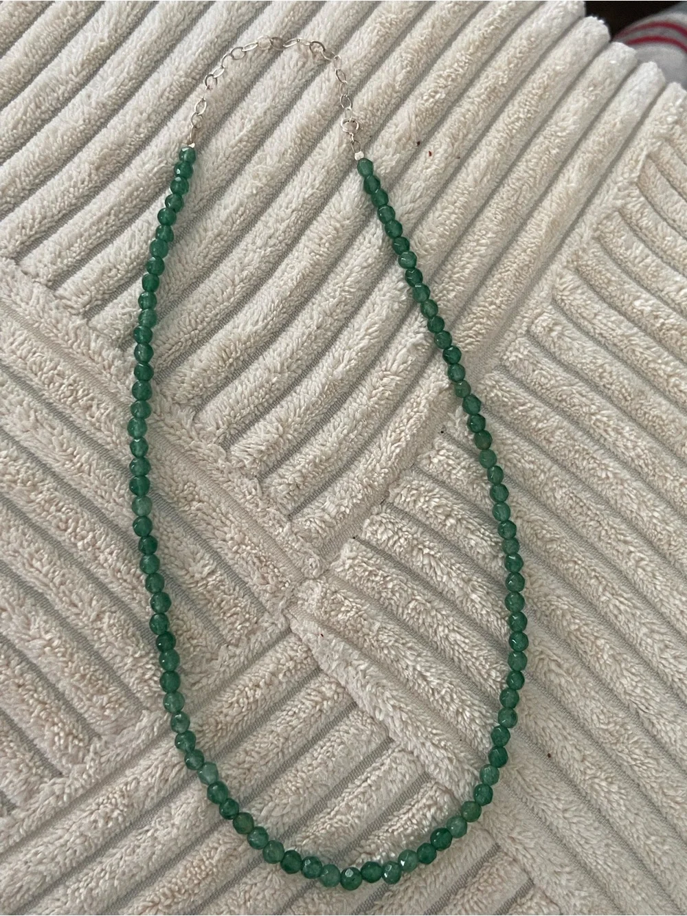 Tourmaline Green Faceted Bead Necklace for Women and 925 silver clasp
